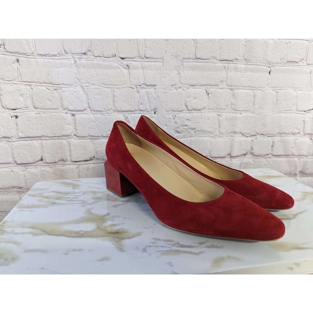 Butter Red Suede Block Heeled Pump Women's Size 10B